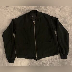 Who What Wear Black Bomber Jacket with Front Zip